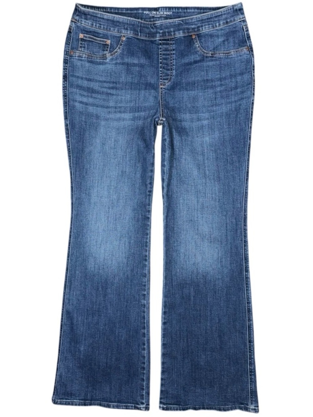 Chicos Pull On Slim Boot Cut Jeggings Jeans Womens 12 / Chico’s 2 Stretch Denim